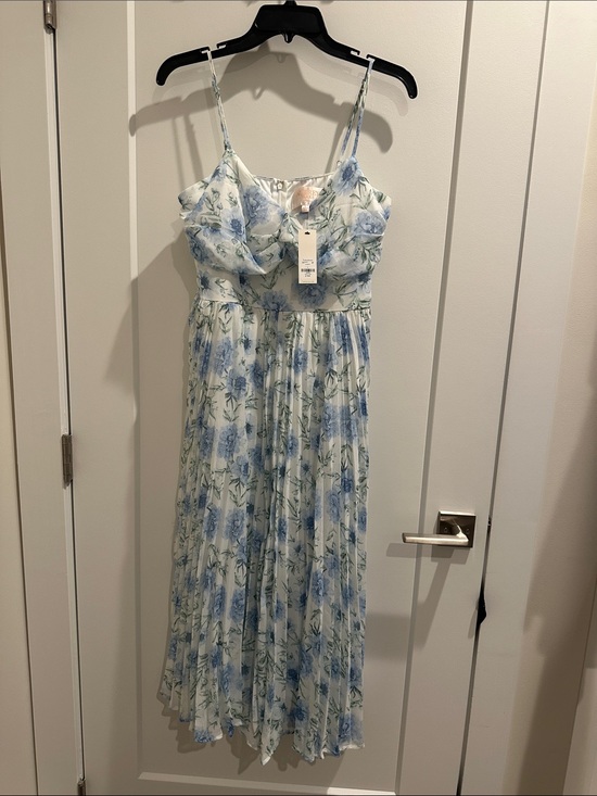 Francesca's Collections Dresses & Skirts - Women’s Blue Floral Spaghetti-Strap Dress
